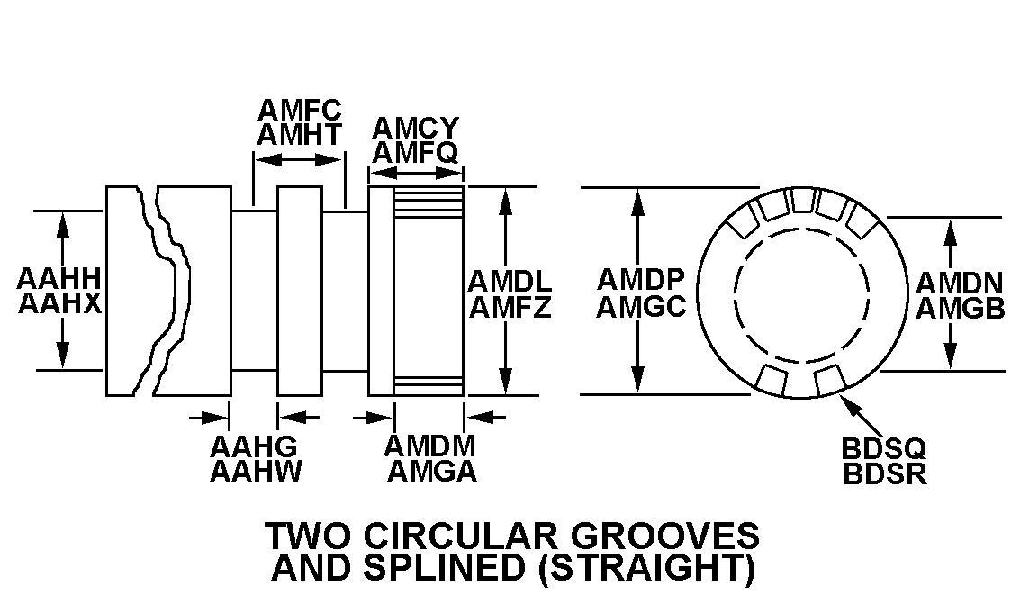 TWO CIRCULAR GROOVES AND SPLINED (STRAIGHT_) style nsn 3040-01-237-1296