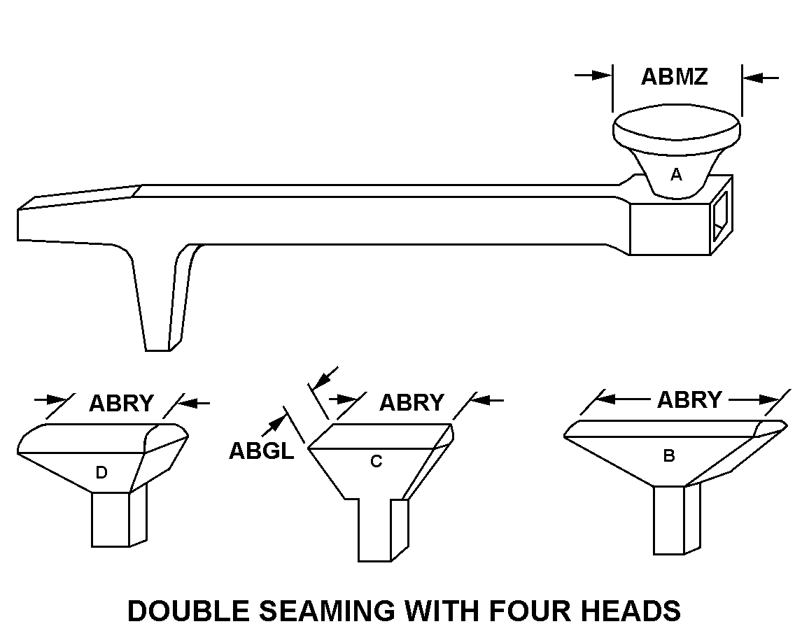 DOUBLE SEAMING WITH FOUR HEADS style nsn 5120-00-222-4438