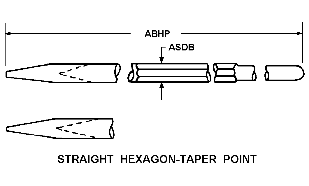 STRAIGHT HEXAGON - TAPER POINT style nsn 5120-00-240-6065