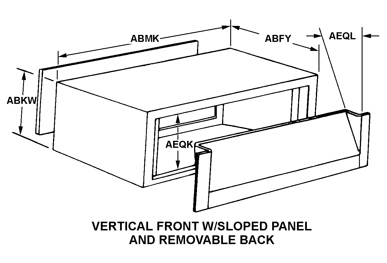 VERTICAL FRONT W/SLOPED PANEL AND REMOVABLE BACK style nsn 5975-00-372-3656