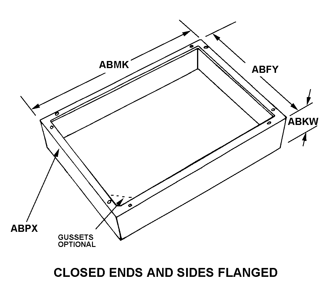 CLOSED ENDS AND SIDES FLANGED style nsn 5975-00-450-0945