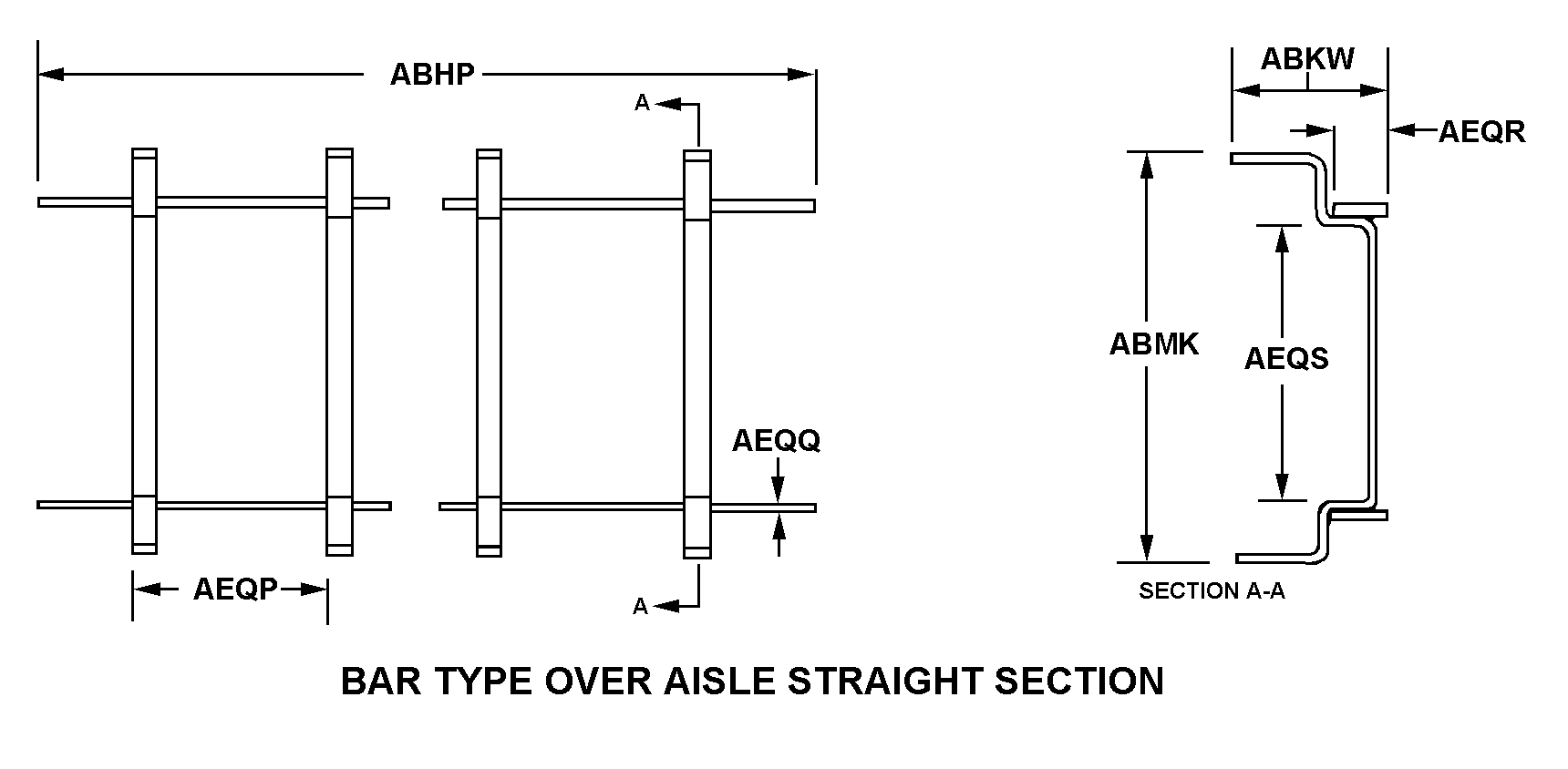 BAR TYPE OVER AISLE STRAIGHT SECTION style nsn 5975-00-299-1202