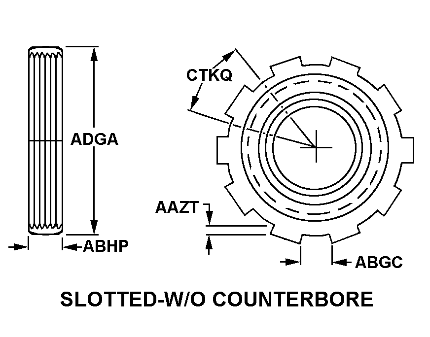 SLOTTED-W/O COUNTERBORE style nsn 5975-00-255-2105