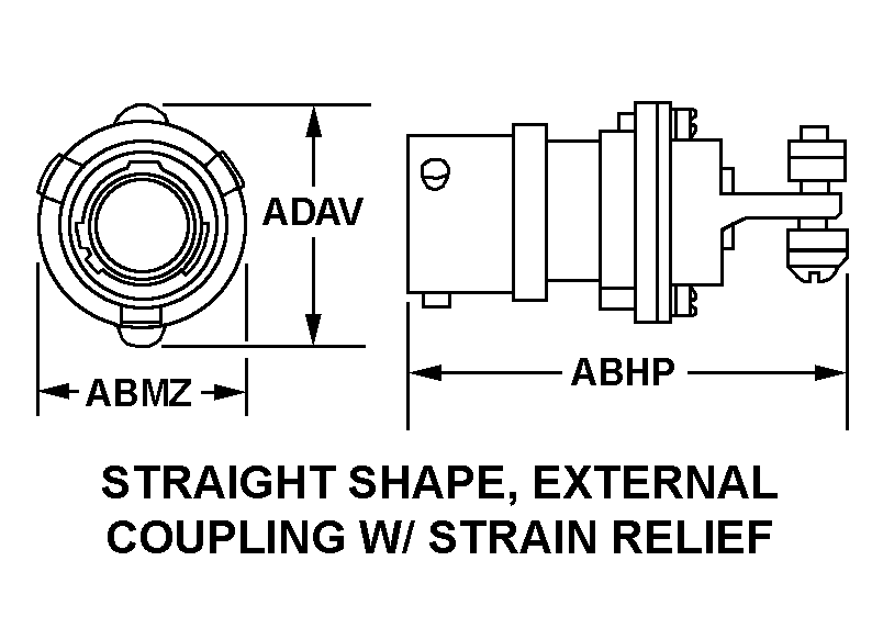 STRAIGHT SHAPE, EXTERNAL COUPLING W/STRAIN RELIEF style nsn 5935-00-900-1985