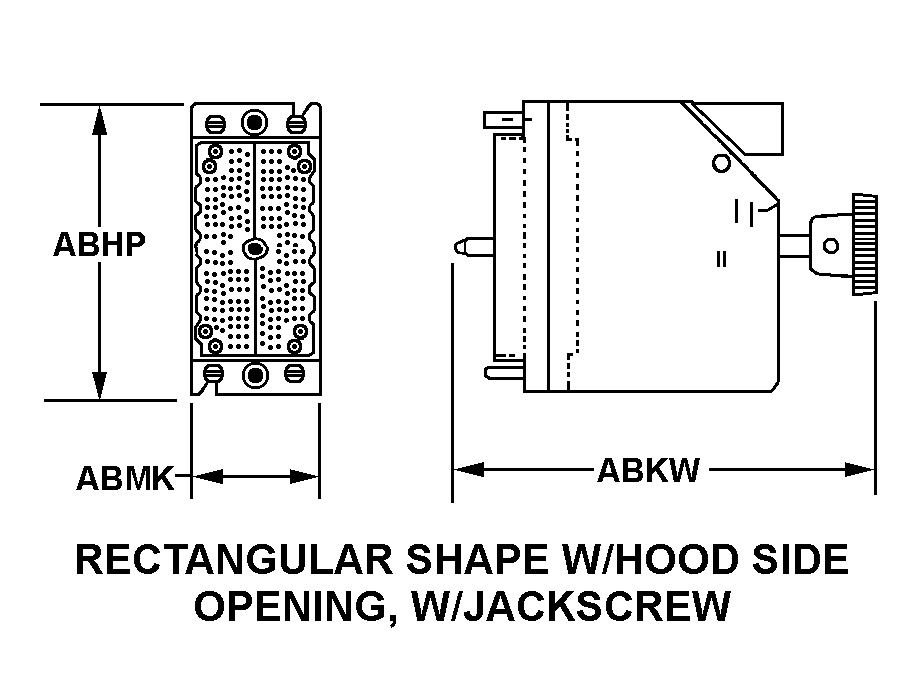 RECTANGULAR SHAPE W/HOOD SIDE OPENING, W/JACKSCREW style nsn 5935-01-433-7460