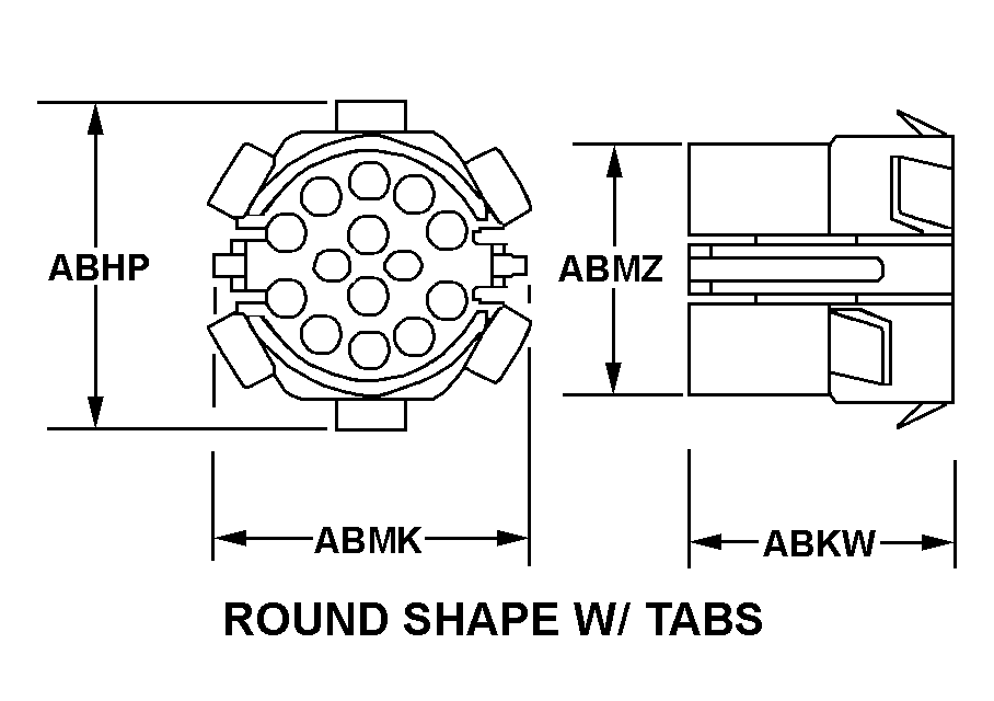 ROUND SHAPE W/TABS style nsn 5935-01-512-4809