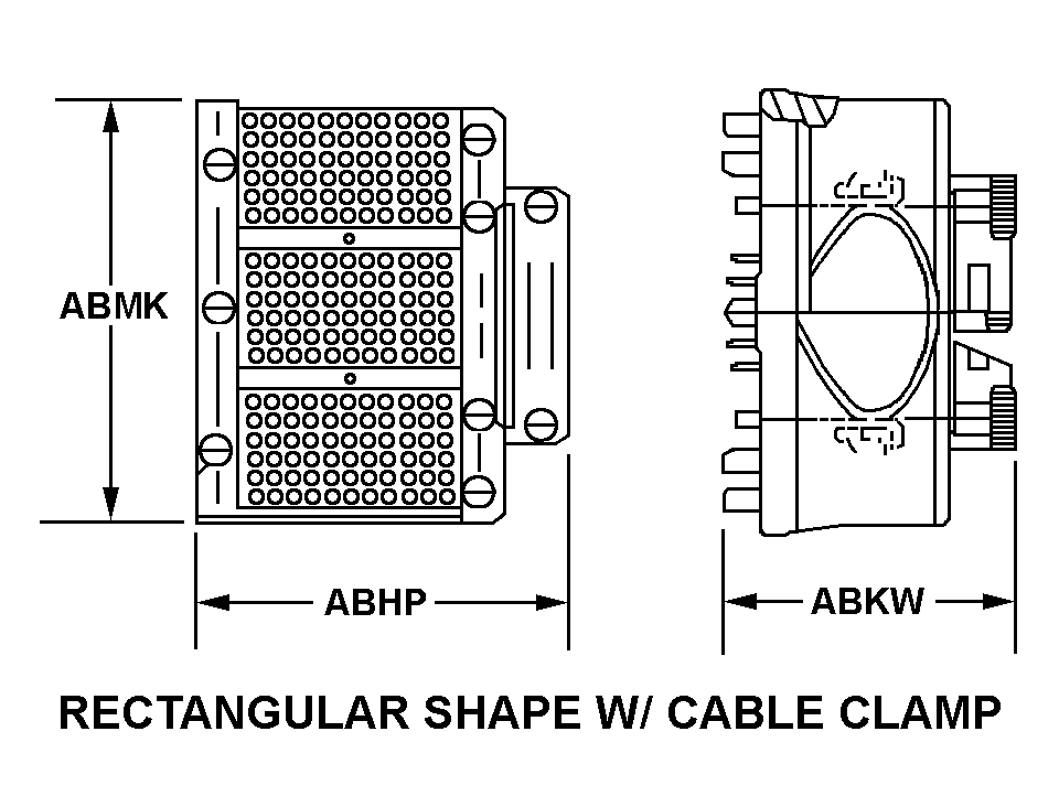 RECTANGULAR SHAPE W/CABLE CLAMP style nsn 5935-01-345-6101
