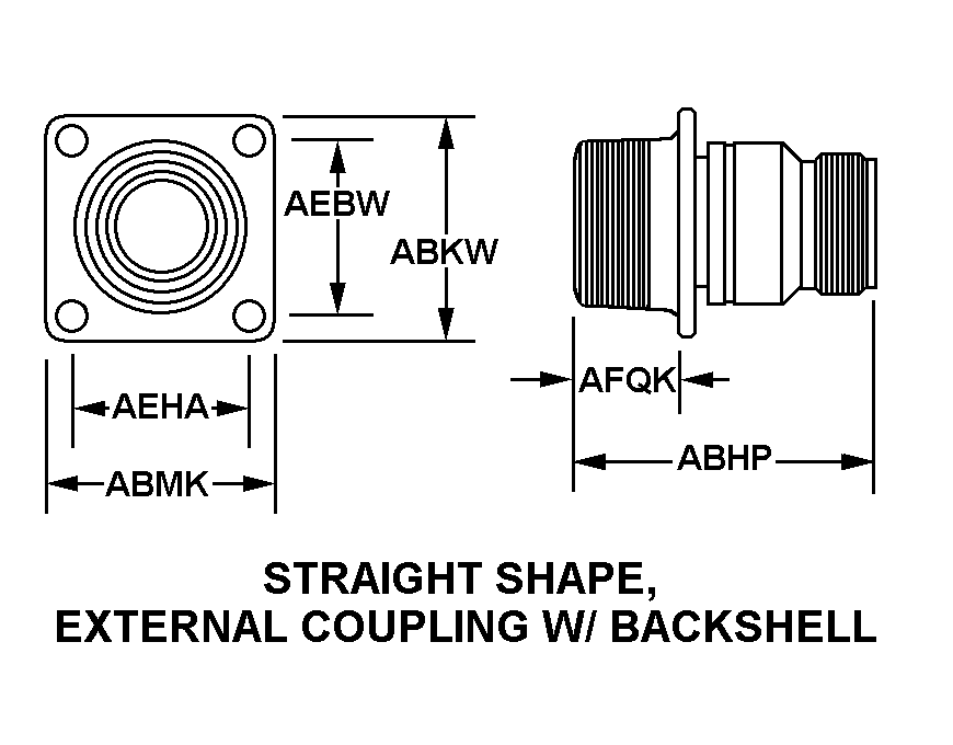 STRAIGHT SHAPE, EXTERNAL COUPLING W/BACKSHELL style nsn 5935-00-397-9049