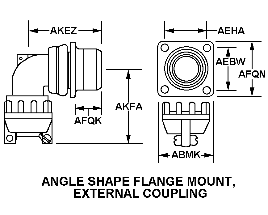 ANGLE SHAPE FLANGE MOUNT, EXTERNAL COUPLING style nsn 5935-01-023-1445