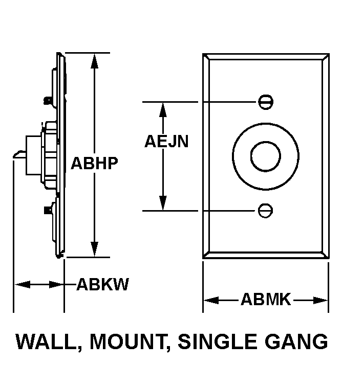WALL, MOUNT, SINGLE GANG style nsn 5935-01-091-9550