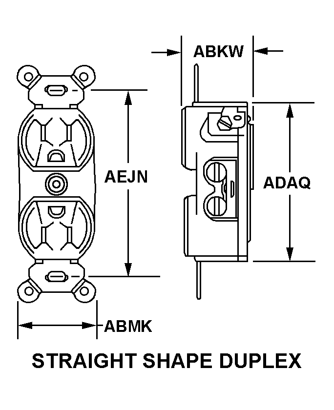 STRAIGHT SHAPE DUPLEX style nsn 5935-00-918-4176