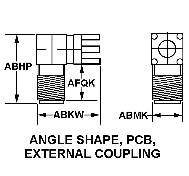 ANGLE SHAPE, PCB, EXTERNAL COUPLING style nsn 5935-01-426-4654
