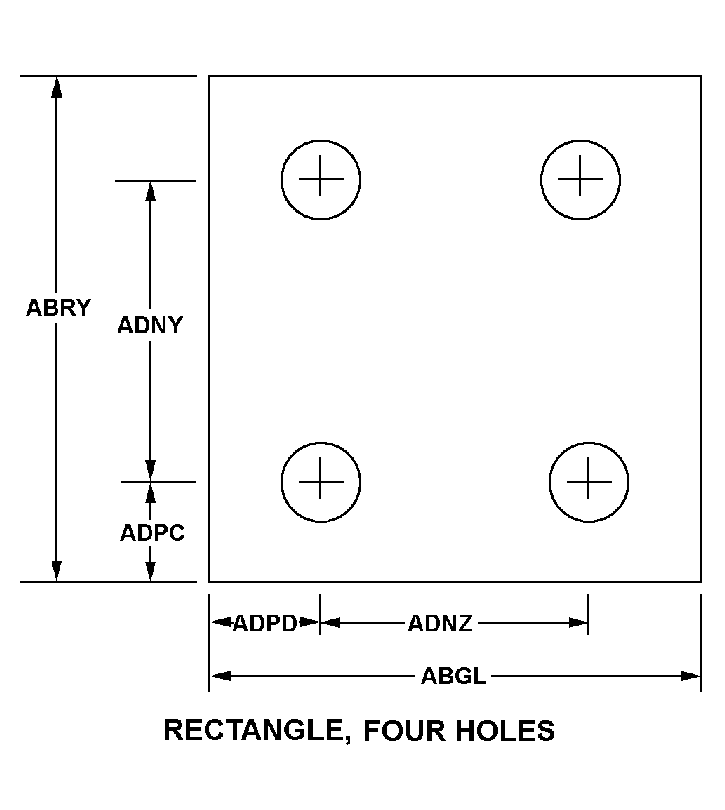 RECTANGLE, FOUR HOLES style nsn 1560-00-012-7704
