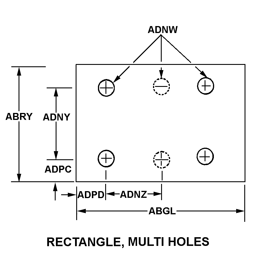 RECTANGLE, MULTI HOLES style nsn 5340-01-492-4334