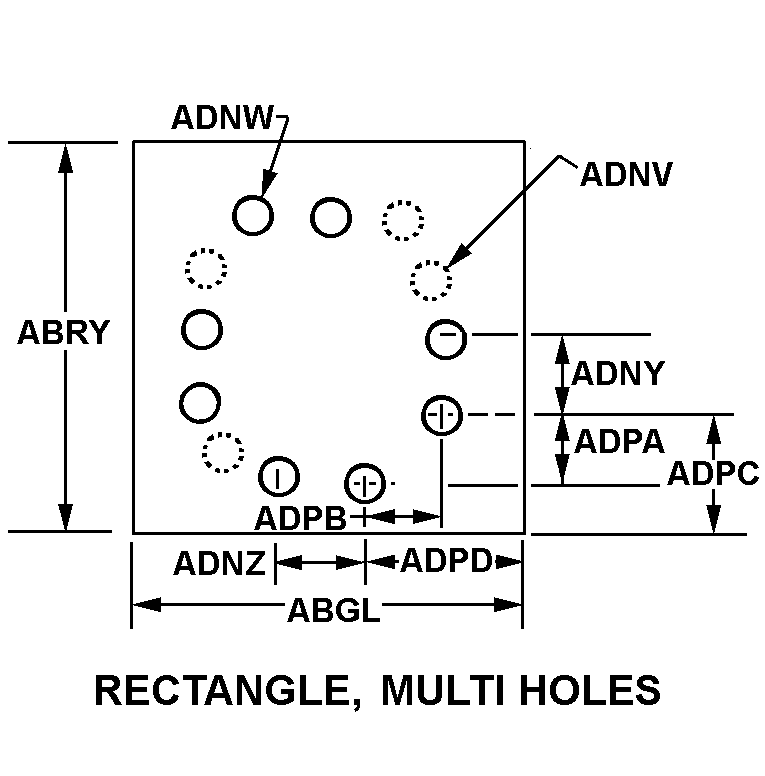 RECTANGLE, MULTI HOLES style nsn 5340-00-158-2844