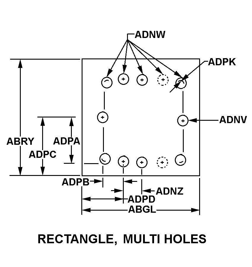 RECTANGLE, MULTI HOLES style nsn 5340-01-492-4334