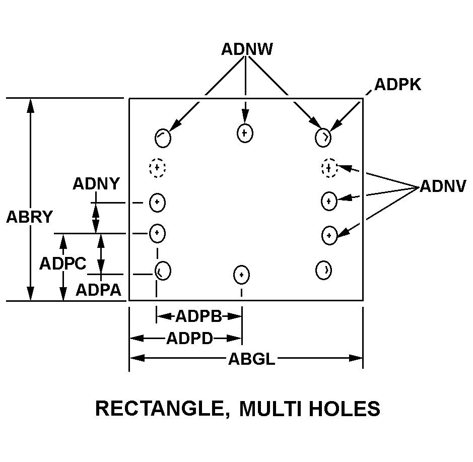 RECTANGLE, MULTI HOLES style nsn 5340-01-492-4334