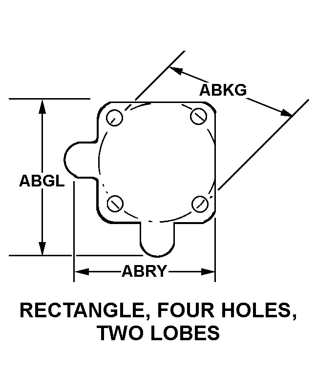 RECTANGLE, FOUR HOLES, TWO LOBES style nsn 5340-00-308-6043