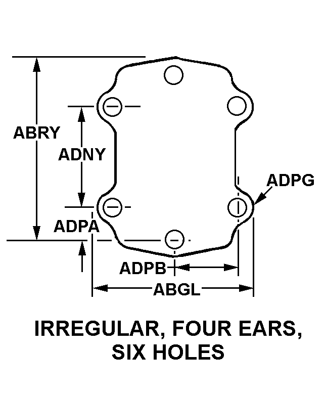IRREGULAR, FOUR EARS, SIX HOLES style nsn 5340-01-021-9848