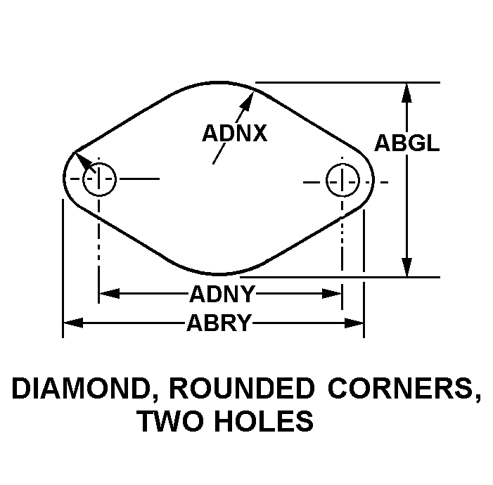 DIAMOND, ROUNDED CORNERS, TWO HOLES style nsn 5340-00-528-3074