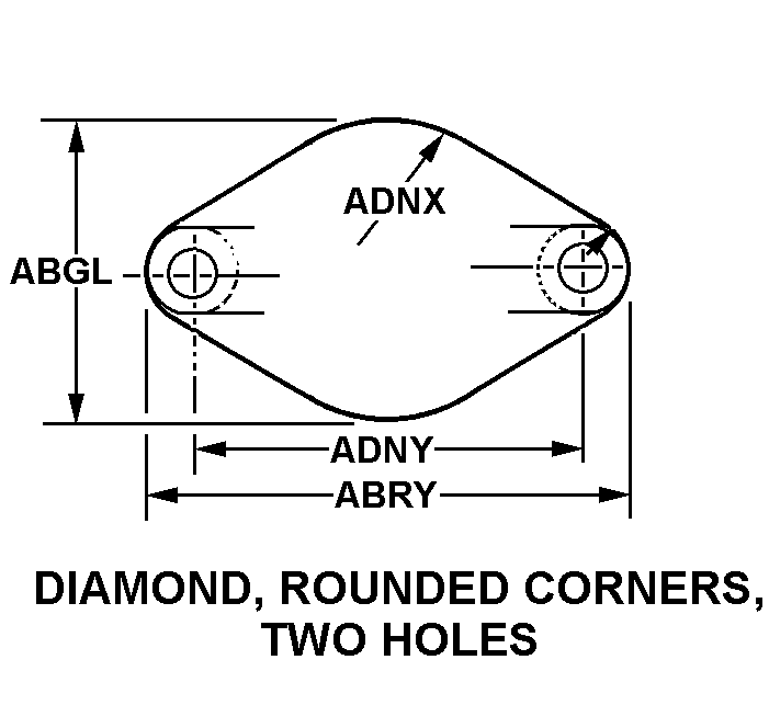 DIAMOND, ROUNDED CORNERS, TWO HOLES style nsn 5340-01-576-6226
