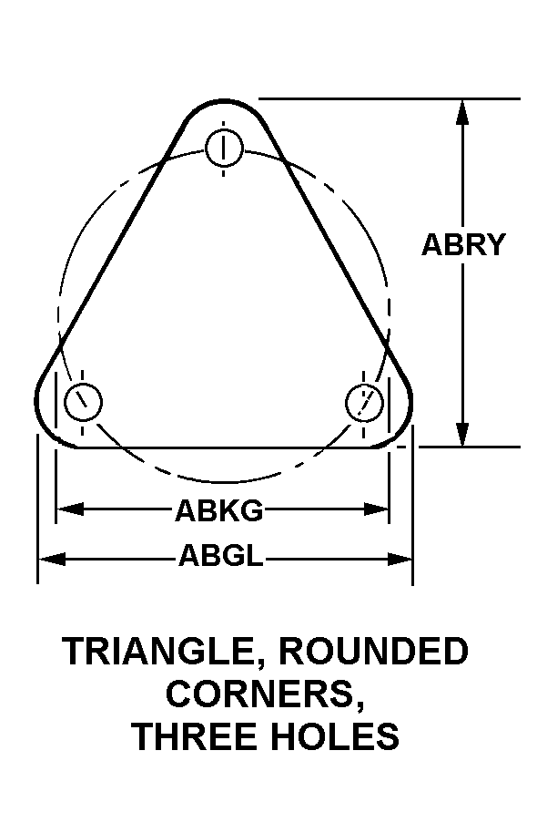 TRIANGLE, ROUNDED CORNERS, THREE HOLES style nsn 5340-00-010-3797