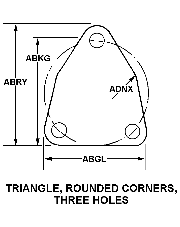 TRIANGLE, ROUNDED CORNERS, THREE HOLES style nsn 5340-01-629-9254