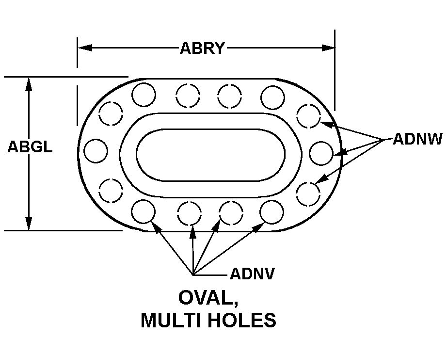 OVAL, MULTI HOLES style nsn 5342-00-006-0560