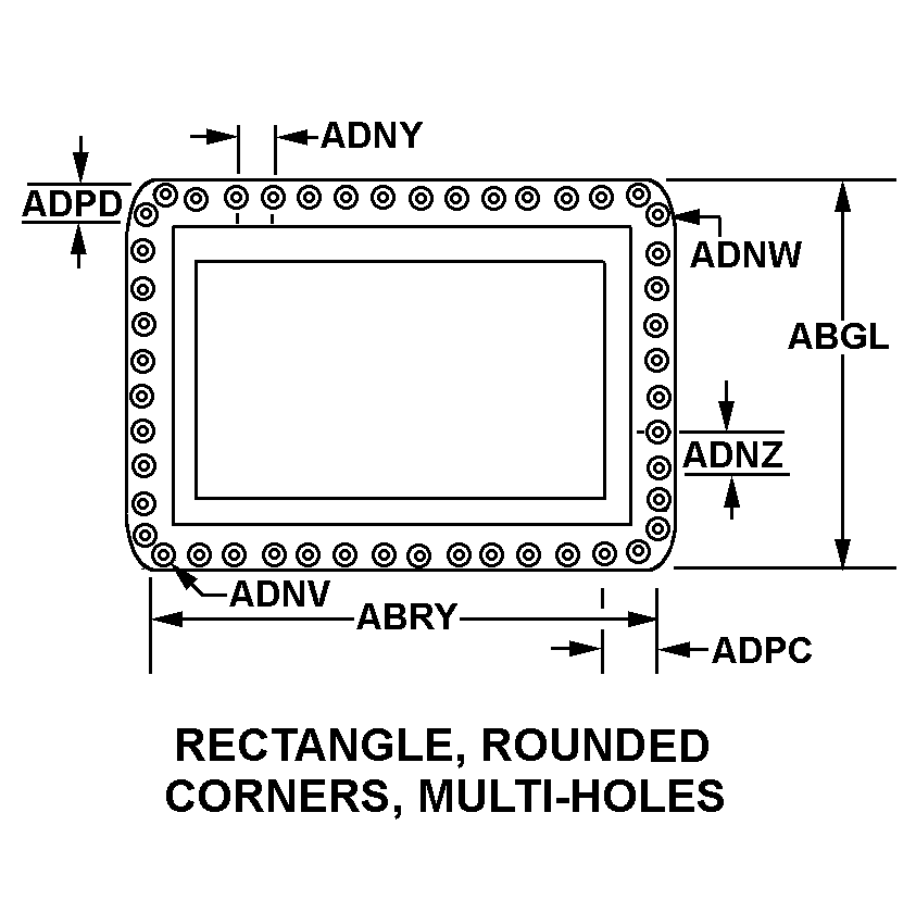 RECTANGLE, ROUNDED CORNERS, MULTI HOLES style nsn 1560-01-196-4159