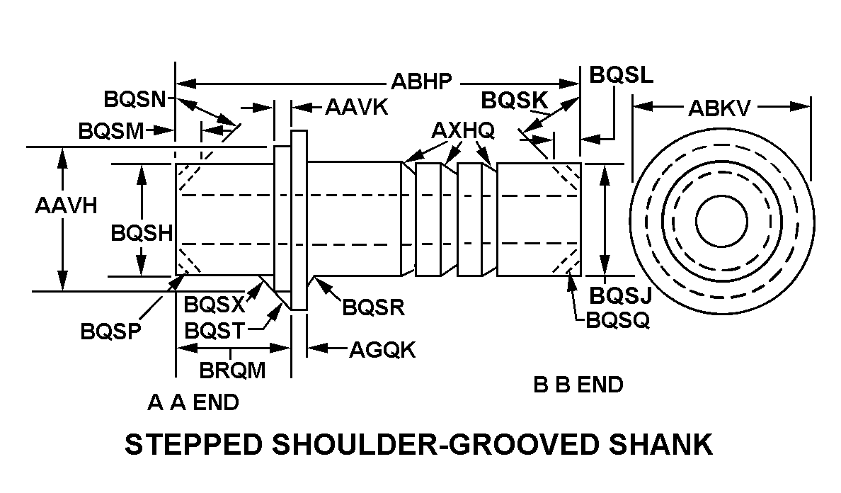 STEPPED SHOULDER-GROOVED SHANK style nsn 4820-01-315-7753