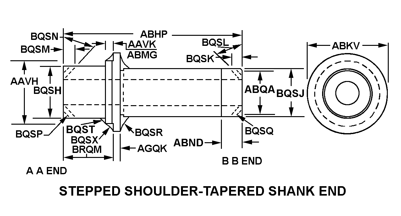 STEPPED SHOULDER-TAPERED SHANK END style nsn 2815-00-218-1447