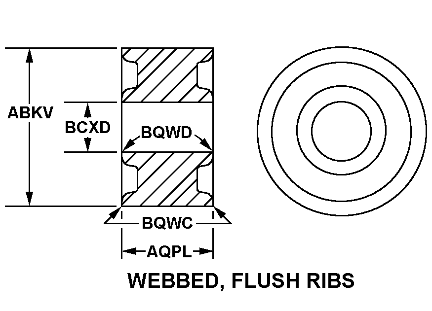 WEBBED, FLUSH RIBS style nsn 3120-01-458-6585