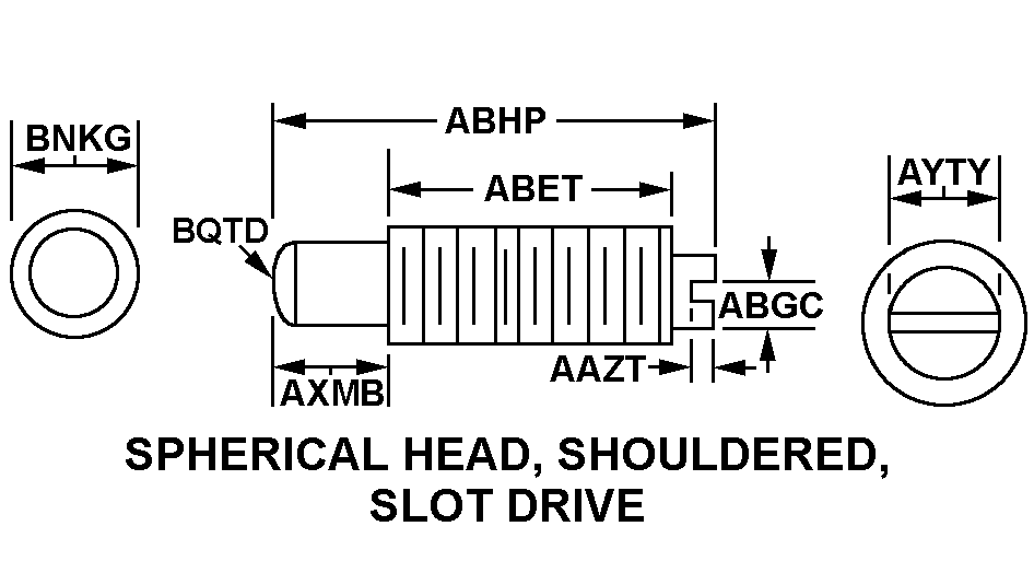 SPHERICAL HEAD, SHOULDERED, SLOT DRIVE style nsn 2815-01-281-0877