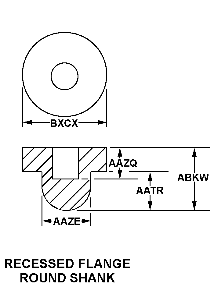 RECESSED FLANGE ROUND SHANK style nsn 5340-01-620-3067