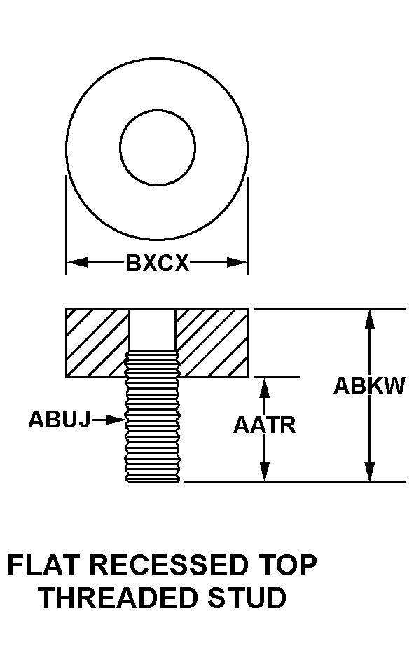 FLAT RECESSED TOP THREADED STUD style nsn 5340-01-631-7164