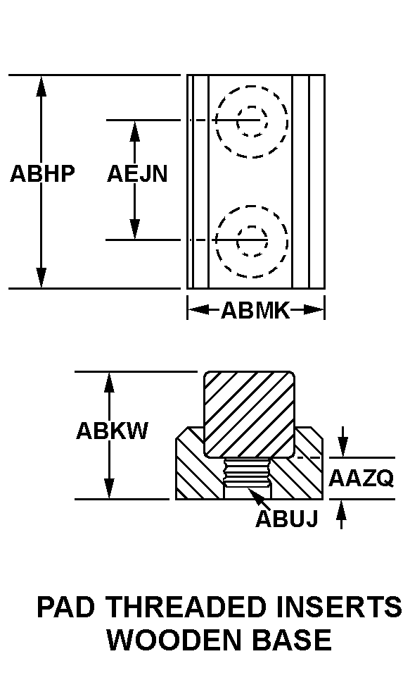 PAD THREADED INSERTS WOODEN BASE style nsn 5340-01-577-9616
