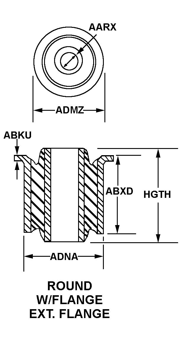 ROUND W/FLANGE EXT. FLANGE style nsn 5340-00-328-7780