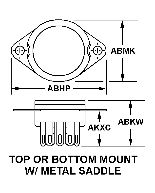 TOP OR BOTTOM MOUNT W/METAL SADDLE style nsn 5935-01-112-5401