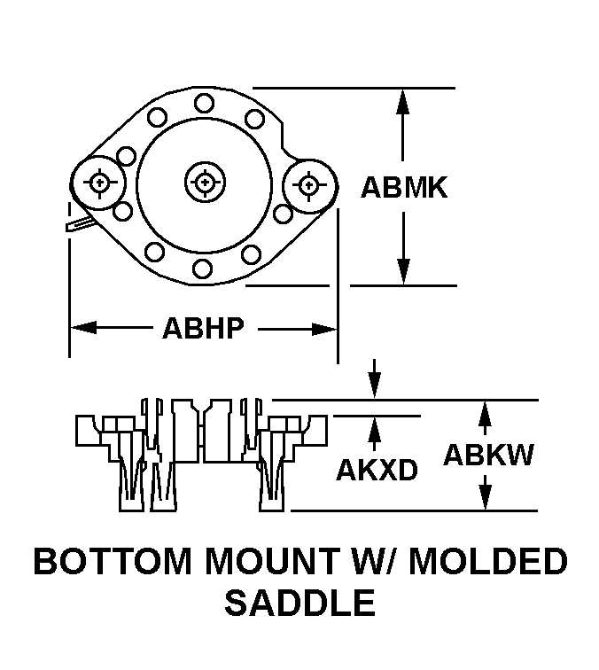 BOTTOM MOUNT W/MOLDED SADDLE style nsn 5935-01-645-5674