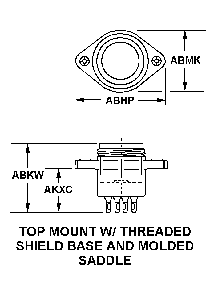 TOP MOUNT W/THREADED SHIELD BASE AND MOLDED SADDLE style nsn 5935-00-193-7854