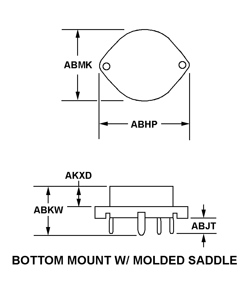 BOTTOM MOUNT W/MOLDED SADDLE style nsn 5935-00-158-4901