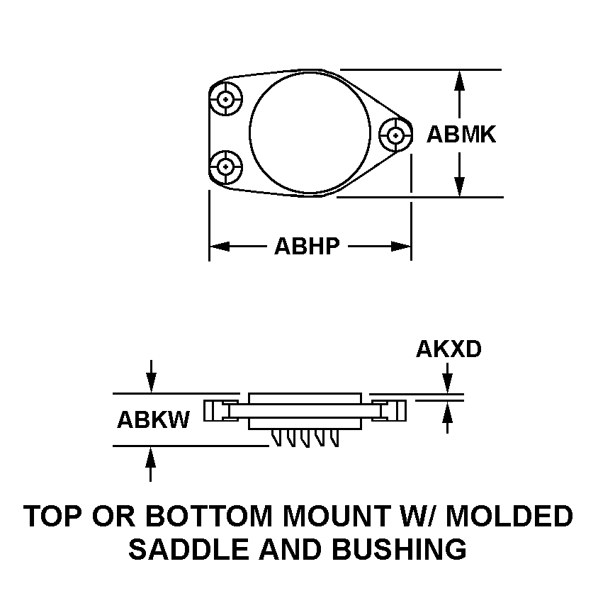 TOP OR BOTTOM MOUNT W/MOLDED SADDLE AND BUSHING style nsn 5935-01-023-5395