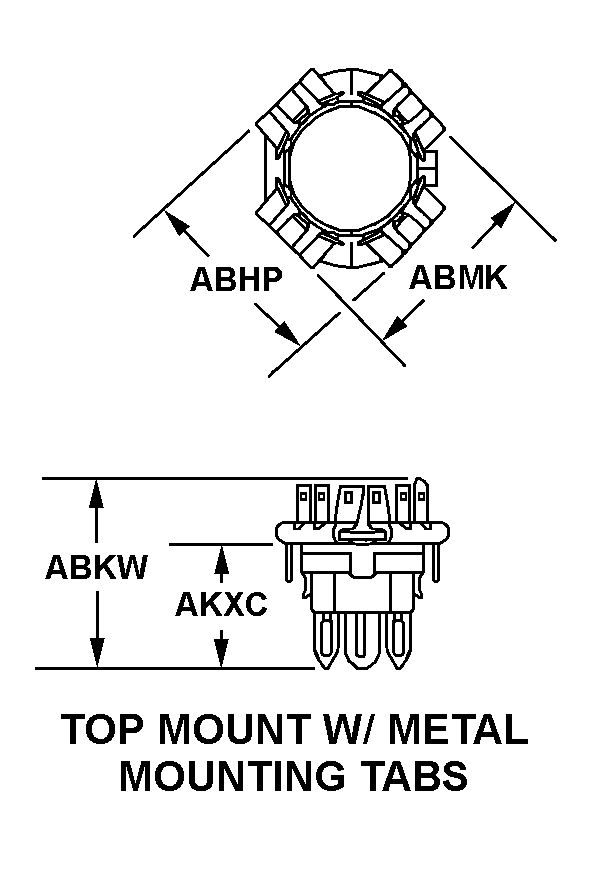 TOP MOUNT W/METAL MOUNTING TABS style nsn 5935-01-477-9883