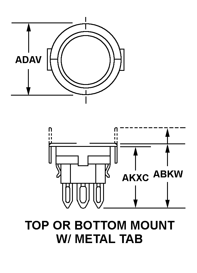 TOP OR BOTTOM MOUNT W/METAL TAB style nsn 5935-00-929-9556