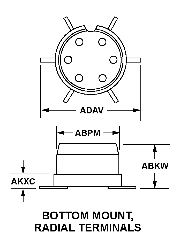 BOTTOM MOUNT, RADIAL TERMINALS style nsn 5935-01-013-9649