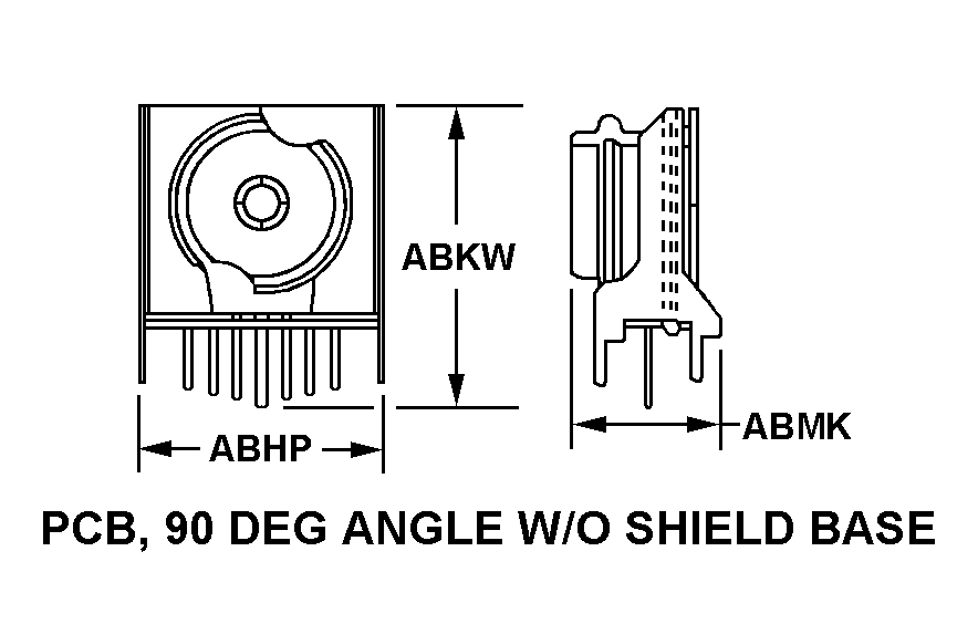 PCB, 90 DEG ANGLE W/O SHIELD BASE style nsn 5935-00-068-7263