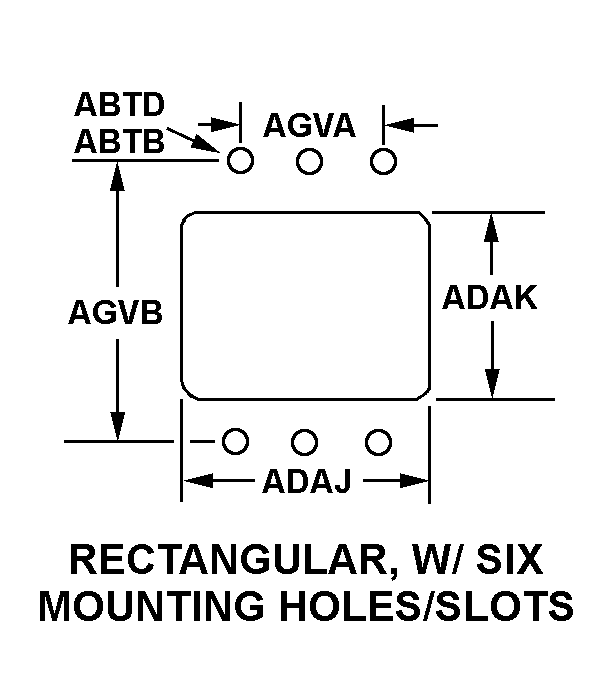 RECTANGULAR, W/SIX MOUNTING HOLES/SLOTS style nsn 5935-01-245-4641