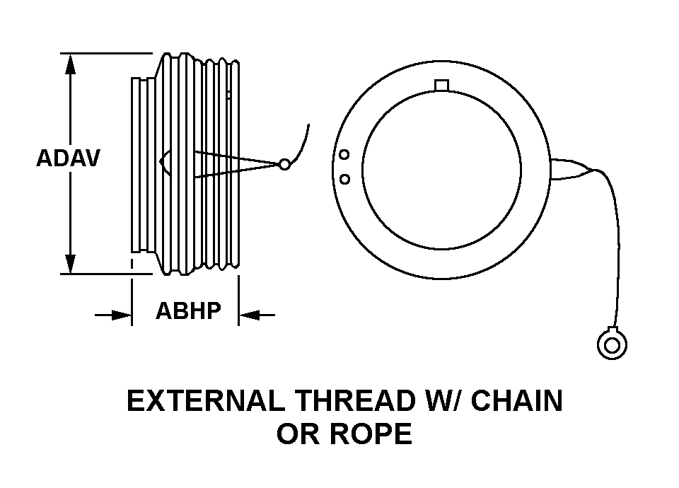 EXTERNAL THREAD W/CHAIN OR ROPE style nsn 5935-00-005-3108