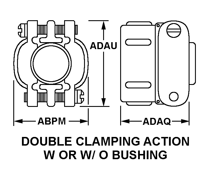 DOUBLE CLAMPING ACTION W OR W/O BUSHING style nsn 5935-01-207-0031