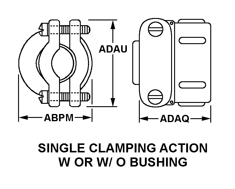 SINGLE CLAMPING ACTION W OR W/O BUSHING style nsn 5935-01-176-0249